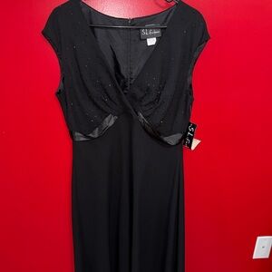 SL Fashions Black Maxi Dress with Sheer Overlay